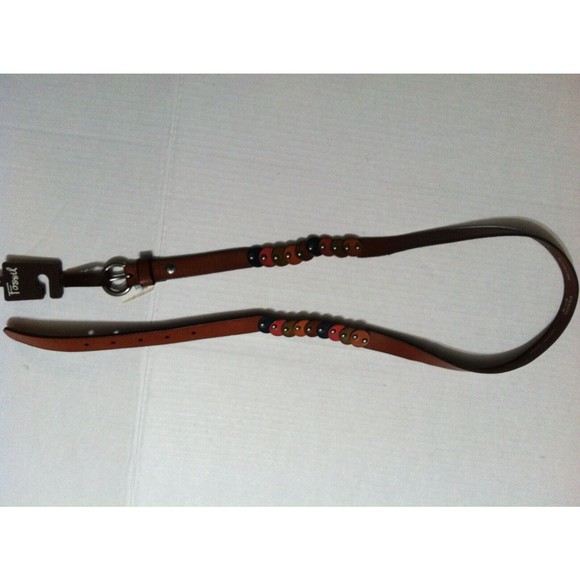 FOSSIL WOMENS NEW BROWN LEATHER BELT SIZE: L  LENGTH: 44\